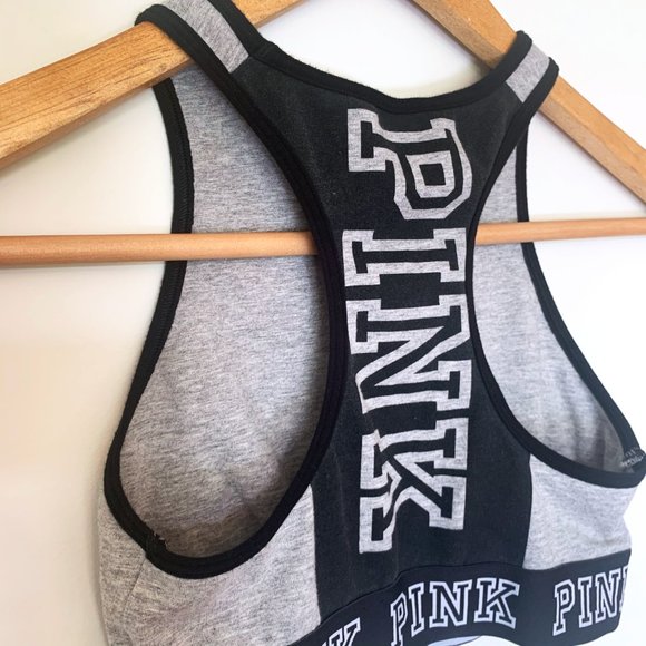 VS PINK • Grey + Black Sports Bra • Racer Back - Picture 7 of 10